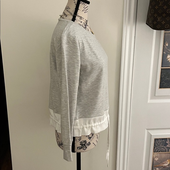 Club Monaco Light Gray Sweatshirt with White Drawstring Hem - Picture 3 of 11